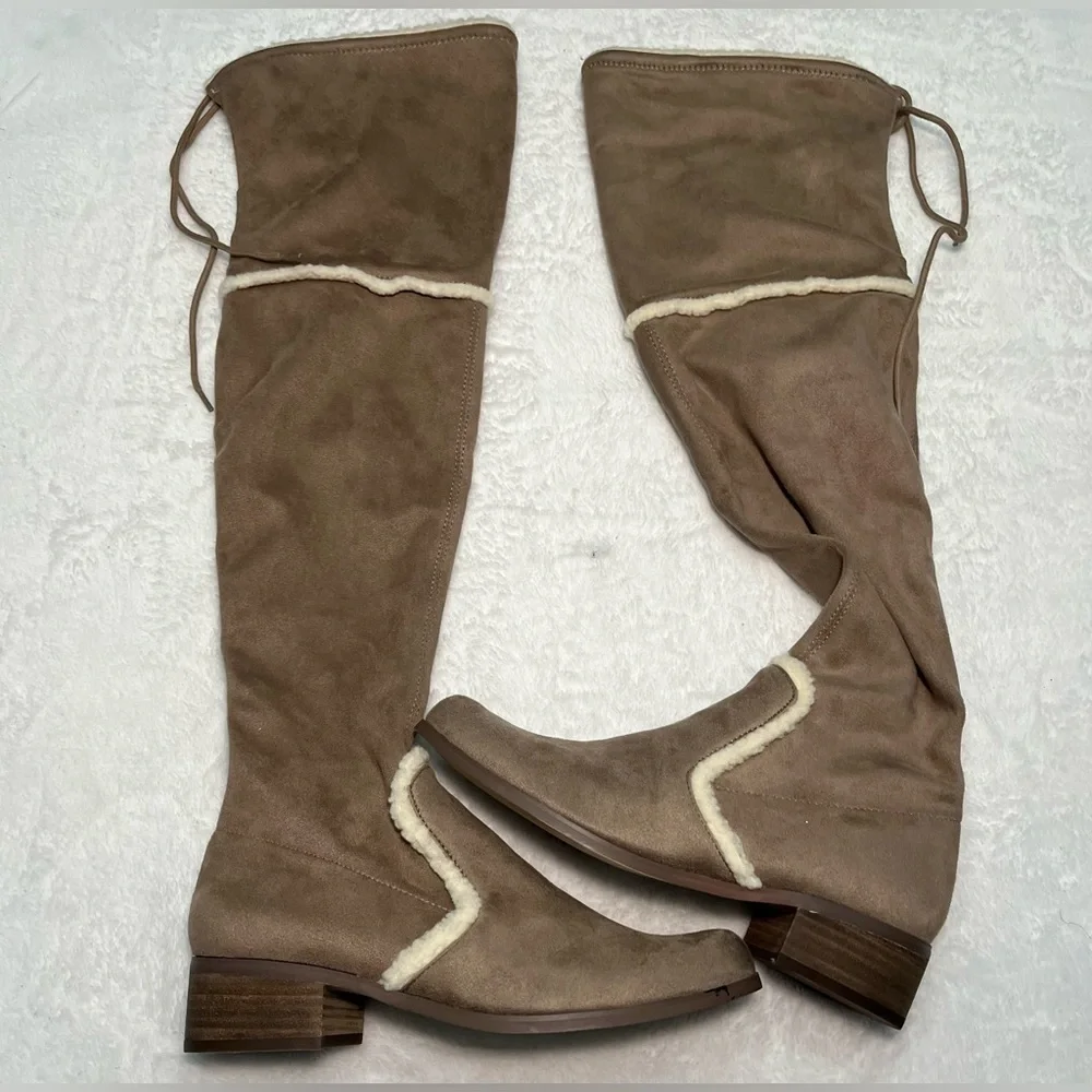 Charles David women’s 7.5 Tan/Beige over the knee pull-on boots by Anthropologie